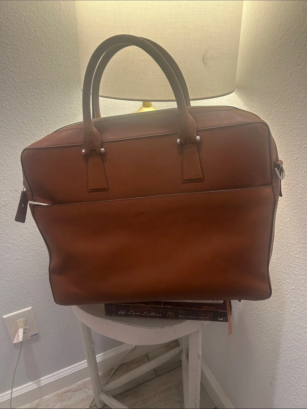 Cole Haan Cognac Leather Laptop Briefcase